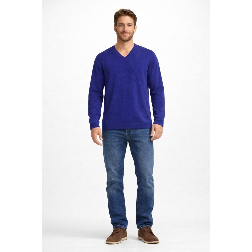 ST CROIX Shop Chicago Blue Sweater 100% ZEPHYR Wool Knit Soft XL Men's USA Made